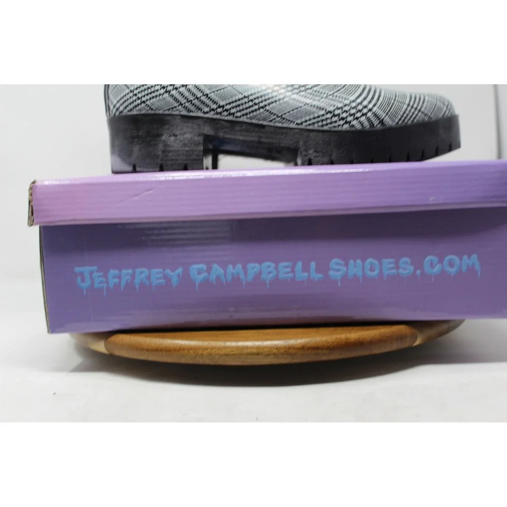 Jeffrey Campbell‎ Cloudy-V Black White Plaid Platform Chelsea Boots 9M